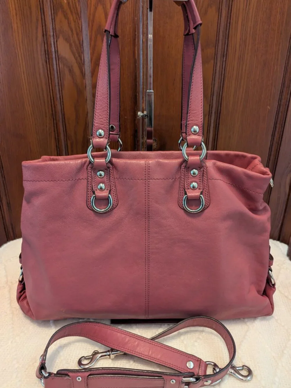 Coach Ashley F15513 Shoulder Bag – Dark Rose Pink
